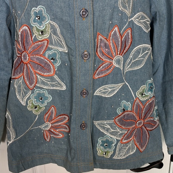 Drapers & Damon's Women's Button Up Collared Long Sleeve Beaded Jacket Size PM - Picture 2 of 5